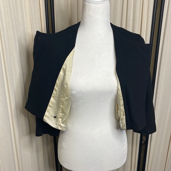 VINTAGE- GAY GIBSON 30’S-50’S DOUBLE BREASTED BLACK CROPPED CARDIGAN XS - Picture 13 of 16